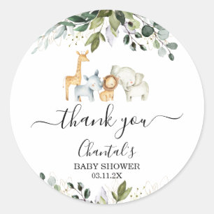 Rond Sticker Safari Foliage Baby shower Favoriser