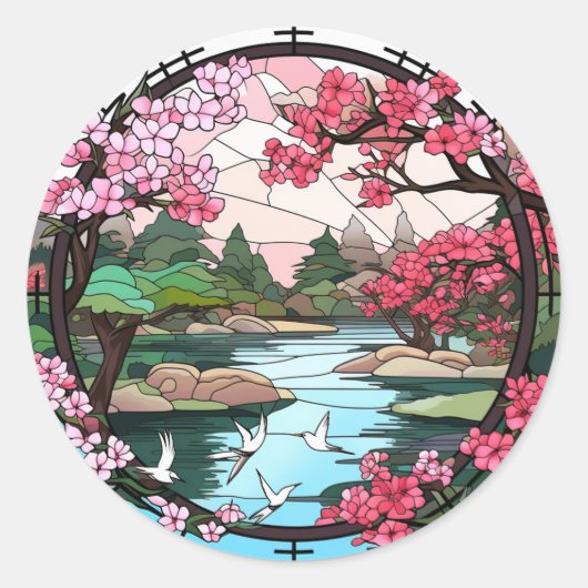 Rond Sticker Sakura en floraison (Devant)