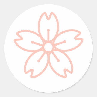 Rond Sticker Sakura (Fleur de cerisier) rose vif