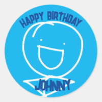 Sticker Sam Stickman Anniversaire Classic Round