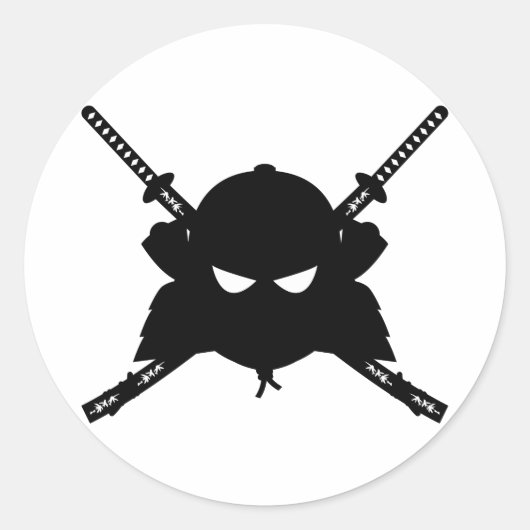 Rond Sticker Samurai & Katana Swords (Devant)