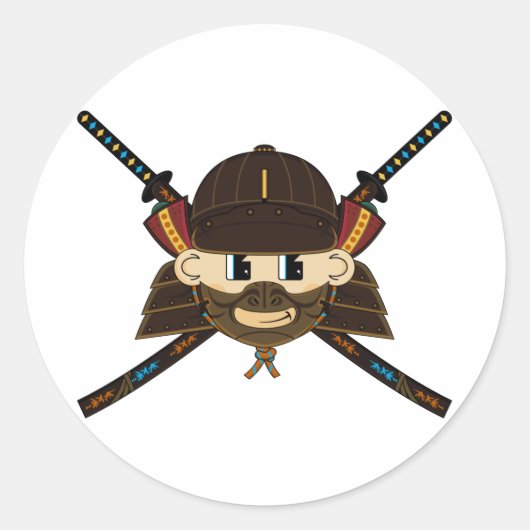 Rond Sticker Samurai Warrior & Swords (Devant)