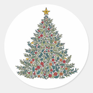 Rond Sticker sapin de Noël