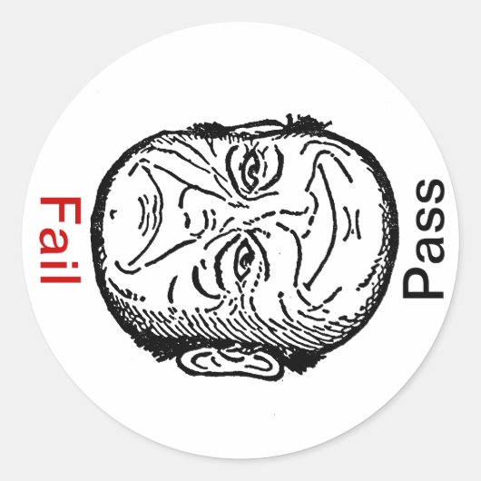 Rond Sticker Sat Unsat Pass Fail Optique Illusion Homme (Devant)