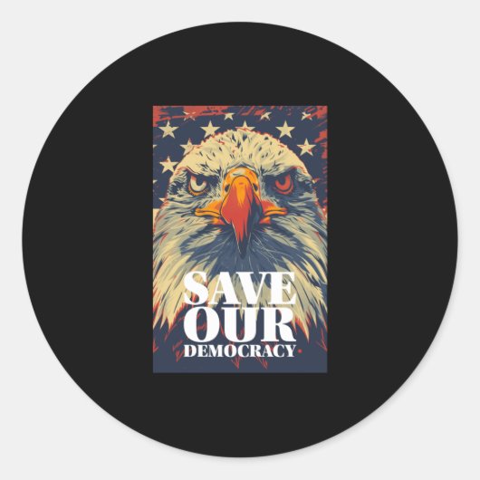 Rond Sticker Save Democracy (Devant)