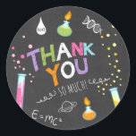 Rond Sticker science Merci Anniversaire Favoriser tag f<br><div class="desc">♥ Votre propre Sticker parfait,  Cupcake Topper et Enveloppe Seal! Thème scientifique.</div>