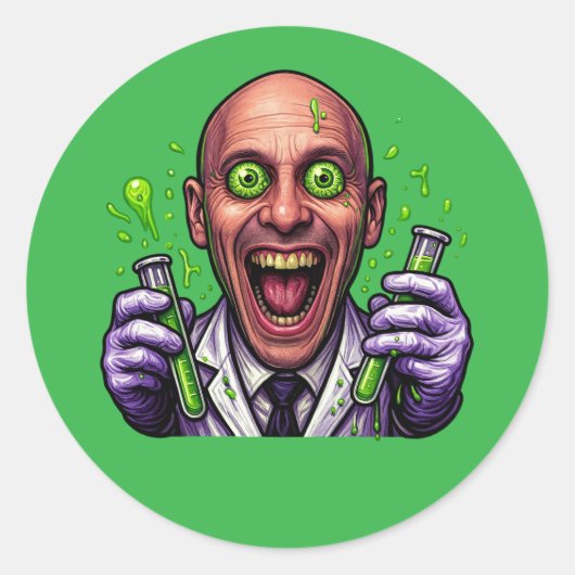 Rond Sticker scientifique fou (Devant)