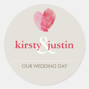 Rond STICKER SEAL mignon empreinte mariage coeur amour