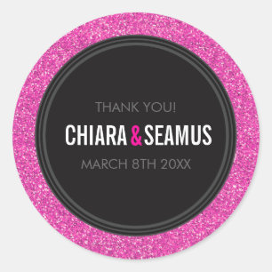 Rond STICKER SEAL moderne simple rose chaud parties sci