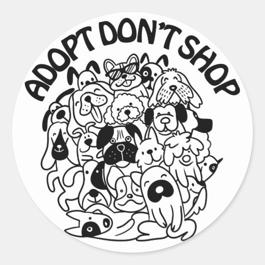 Rond Sticker Secourt d'adoption de chien (Devant)