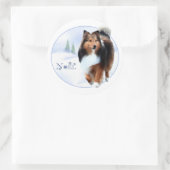 Rond Sticker Shetland Sheepdog Noel (Sac)
