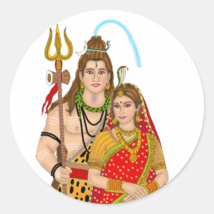 Rond Sticker Shiv Parvati