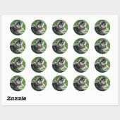 Rond Sticker Sibérien Husky Chien (Feuille)