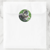 Rond Sticker Sibérien Husky Chien (Sac)
