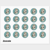 Rond Sticker Sibérien Husky Gorgeous (Feuille)