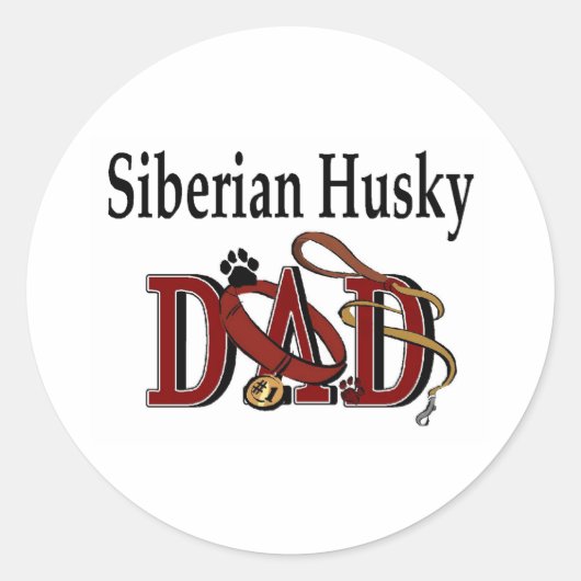 Rond Sticker Sibérien Husky Papa (Devant)