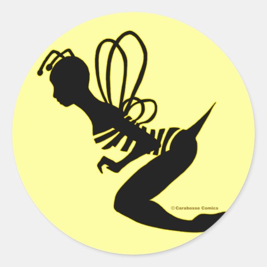 Rond Sticker Silhouette de Bee Girl (Devant)
