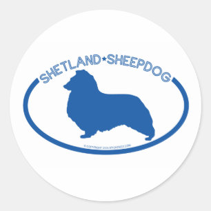 Rond Sticker Silhouette Shetland Sheepdog