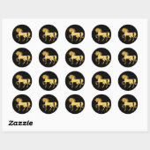 Rond Sticker Silhouette Unicorne Danseur (Feuille)