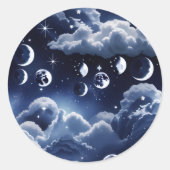 Rond Sticker - Silver Celestial Moon Lunar Design  (Devant)