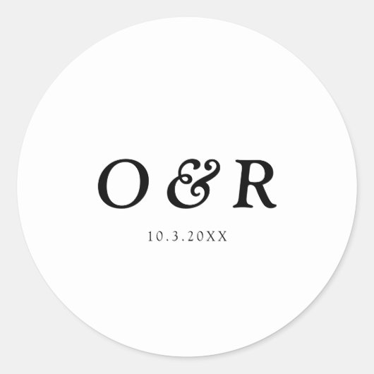 Rond Sticker simple d'invitation Monogramme (Devant)