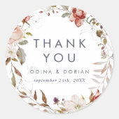 Rond Sticker simple Merci floral Favor (Devant)