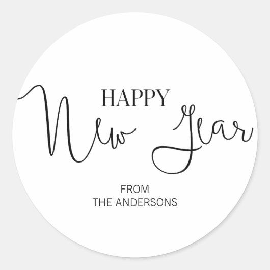 Rond Sticker simple moderne de bonne année (Devant)
