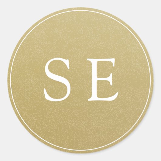 Rond Sticker simple Monogram Gold Faire-part de mariage (Devant)