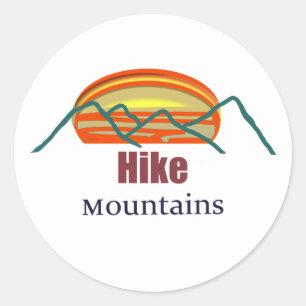 Rond Sticker Simplistic Sunset Mountains