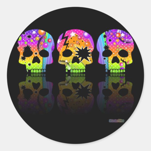 Rond Sticker - SKULLS POP ART (Devant)