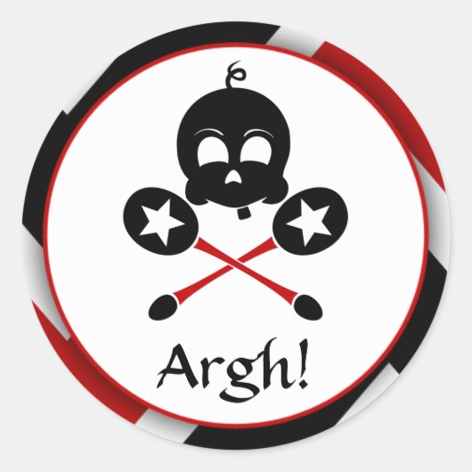 Rond Sticker Sm Pirate Rouge pour bébé crâne et sonnett (Devant)