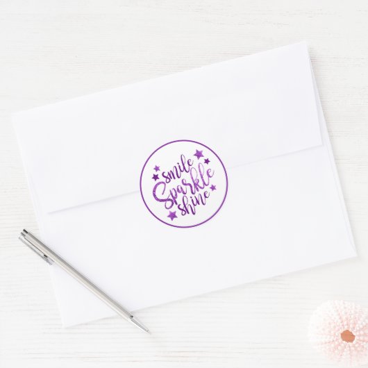 Rond Sticker Smile Shine Purple (Enveloppe)