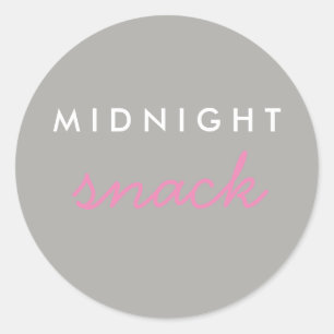 Rond Sticker Snack de minuit gris rose