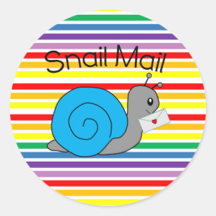 Rond Sticker Snail Mail - bande arc-en-ciel! !
