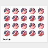 Rond Sticker Snowboard American Flag (Feuille)
