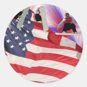 Rond Sticker Snowboard American Flag