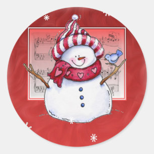 Rond Sticker Snowman