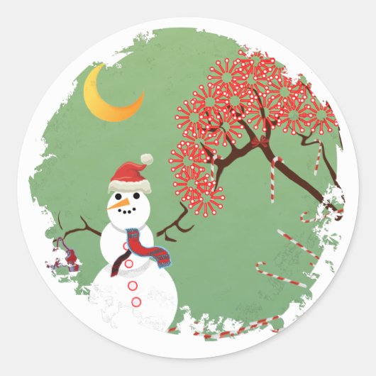 Rond Sticker Snowman CandyCane (Devant)