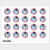 Rond Sticker Snowman de chapeau Joyeux (Feuille)