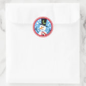 Rond Sticker Snowman de chapeau Joyeux (Sac)
