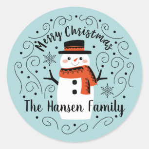 Rond Sticker Snowman de Noël