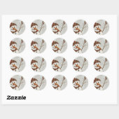 Rond Sticker Snowman et Oiseau (Feuille)
