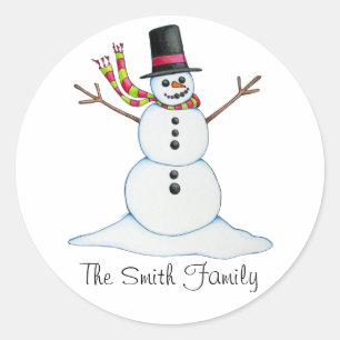 Rond Sticker Snowman personnalisé