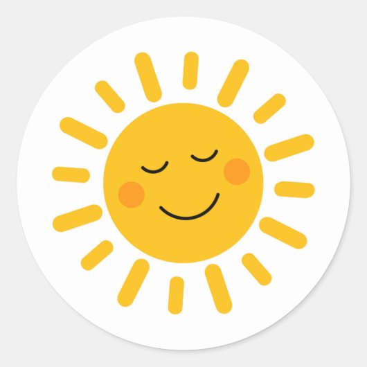 Rond Sticker solaire mignon et souriant (Devant)