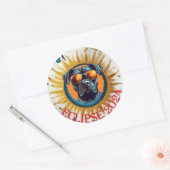 Rond Sticker solaire Pitbull noir Eclipse 2024 (Enveloppe)