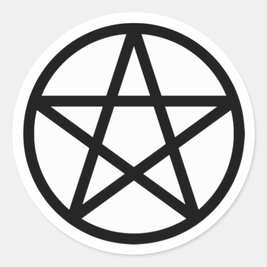 Rond Sticker solide Pentacle Blanc Noir (Devant)