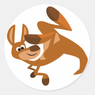 Rond Sticker Somersault de Kangaroo en caricature