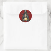Rond Sticker sorcier éffrayant avec boule de cristal (Sac)