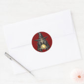 Rond Sticker sorcier éffrayant avec boule de cristal (Enveloppe)