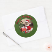 Rond Sticker - Souris Père Noël (Enveloppe)